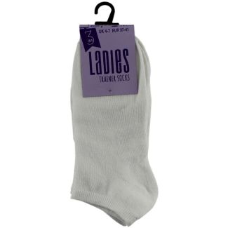 Wholesale Ladies White Trainer Socks (3 Pair Pack)