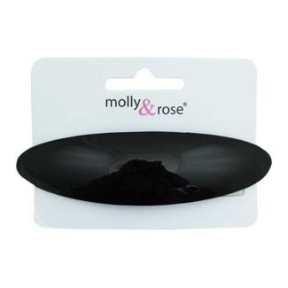 Black Curved Oval Barrette Clip -  9cm