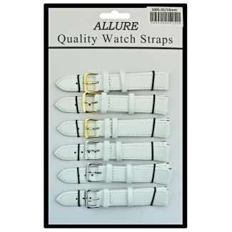 Allure Plain Leather Watch Straps - White - 18mm
