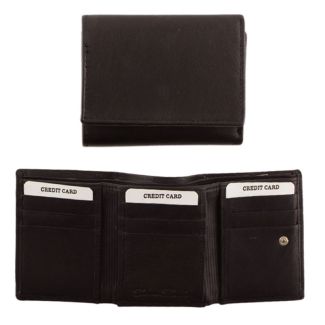 Men's Leather Wallet With Closure Button - Brown