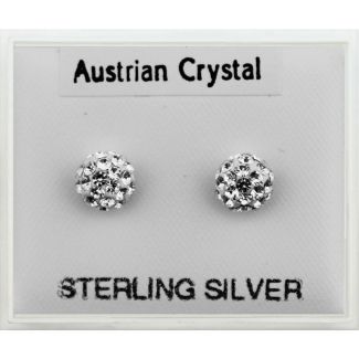Sterling Silver Austrian Crystal Round Studs (4mm) Wholesale
