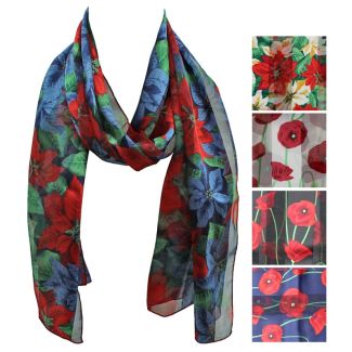 Ladies Satin Scarf - Mixed Stripe Floral Design Wholesale
