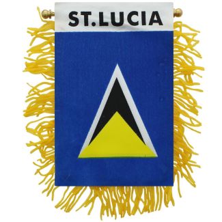 Wholesale St.Lucia Mini Banner Flag - 10cm x 13cm