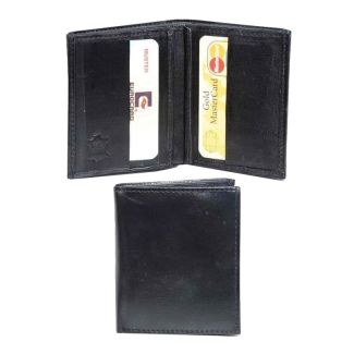 Leather RFID Bifold Wallet - Black 