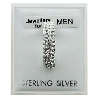 Men's Sterling Silver Diamante Loop Earring 