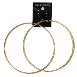 Wholesale Gold Twisted Three Row Hoop Earrings - 10cm 