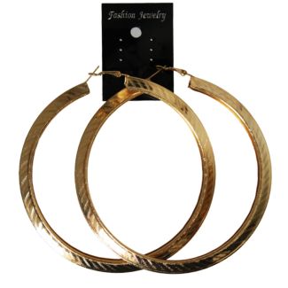 Wholesale Gold Patterned Hoop Earrings - 10cm 