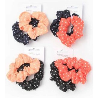 Wholesale Polka Dot Fabric Scrunchies- Assorted Colours