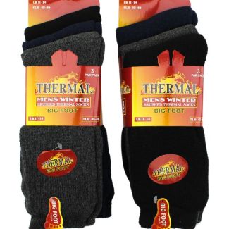 Men's Brushed Big Foot Thermal Winter Socks - Assorted Colours 