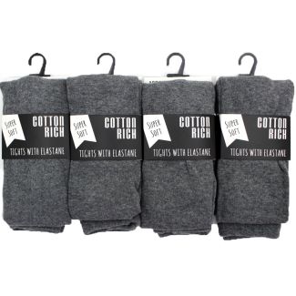 Wholesale Girls School Cotton Rich Tights with Elastane - Grey 