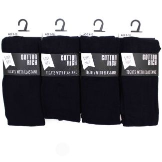 Wholesale Girls School Cotton Rich Tights with Elastane - Navy Blue (Age 9-10)