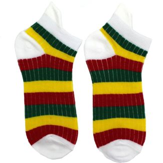 Wholesale Rasta Striped Colour Socks - White 