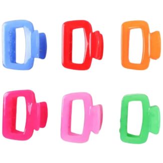  Rectangle Cut Out Plastic Hair Clamp - Assorted (5cm)