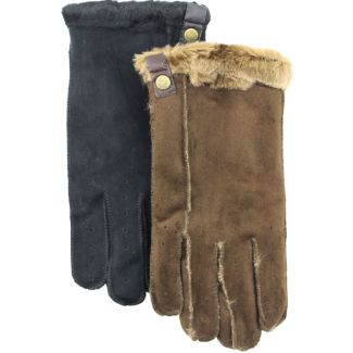 Men's Suede Gloves With Fur - Assorted Colours & Sizes