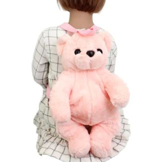 Teddy Bear Back Pack With Top Loop And Adjustable Straps - Pink
