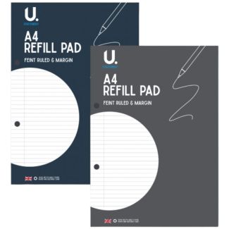 U. Stationery Refill Pad with Feint Ruled & Margin- Assorted (65 Sheets)