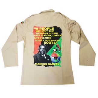 A People Without...- Marcus Garvey Buttoned Shirt Jacket - Beige