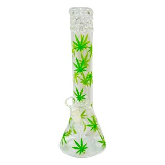 Leaf Design Ice Glass Waterpipe (36cm) - Assorted Colours