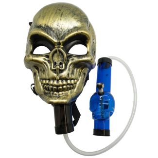 Wholesale Acrylic W-Pipe With Metallic Skull Gas Mask 