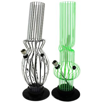 Acrylic "Stripes" Design Waterpipe - Assorted Designs (12.5 Inch)