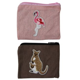 Wholesale Cotton fabric animal motif purse 11x8cm