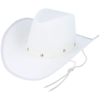 Adult Cowboy Hat with Studded Band & Cord - White