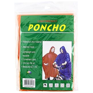 Adult Lightweight Poncho (One Size) - Orange