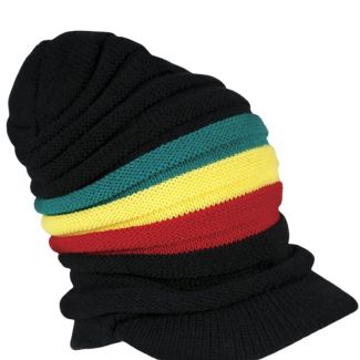 Adult Rasta Cap with Visor - Multicoloured