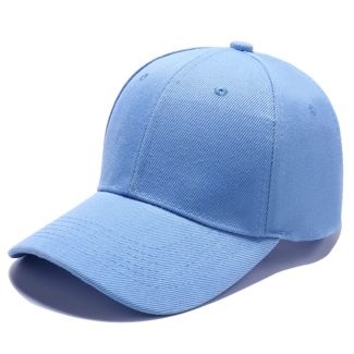 Adults 6 Panel Plain Baseball Cap - Sky Blue 
