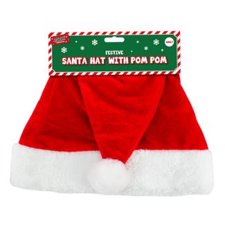 Wholesale Adults Festive Santa Hat With Pom Pom - One Size 