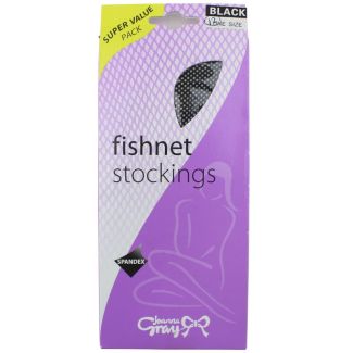 Joanna Gray Spandex Fishnet Stockings - Black (One Size) 