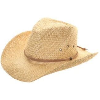 Adults Unisex Straw Cowboy Hat with Shapeable Brim - Natural
