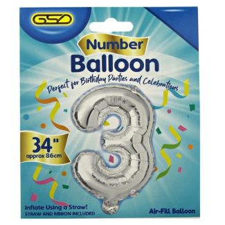 Wholesale Air Fill Number 3 Balloon - Silver