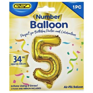 Air Fill Number 5 Balloon - Gold 