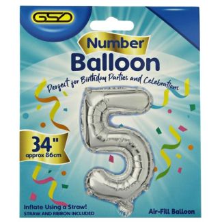 Wholesale Air Fill Number 5 Balloon - Silver