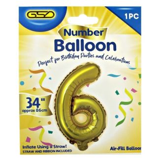 Wholesale GSD Large 34" Foil Balloon Number 6