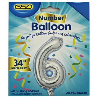 Wholesale Air Fill Number 6 Balloon - Silver