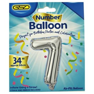 Wholesale GSD Large 34" Foil Balloon Number 7 - Silver