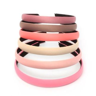 1.5cm Wide Satin Fabric Aliceband With Inner Braid -Pink Assortment