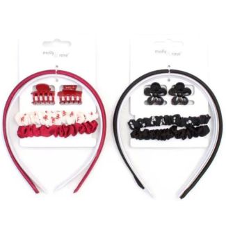 Aliceband, Mini Clamps and Scrunchies Hair Accessories Set – Assorted