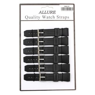 Allure Casio Replacement (Non Genuine) PU Watch Straps - Black - 22mm