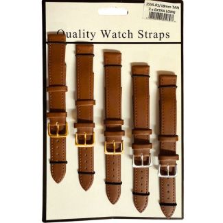 Allure Extra Long Tan Leather Watch Straps - Assorted Buckles  - 18mm