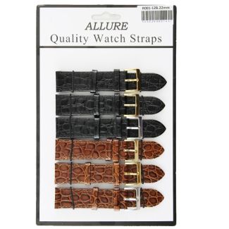 Allure Premium Ostrich Croc Grain Watch Strap - Tan/Black - 22mm