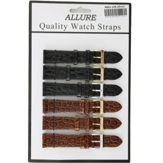 Allure Premium Ostrich Croc Grain Watch Straps - Tan/Black - 20mm
