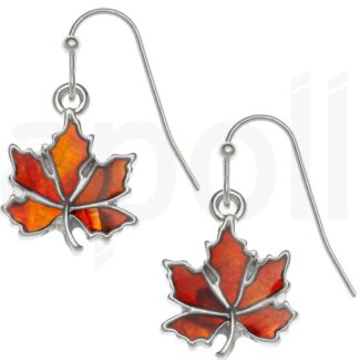 Amber Paua Shell Autumn Leaf Hook Earrings