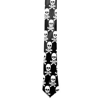 Tie With White Crossbones Skulls