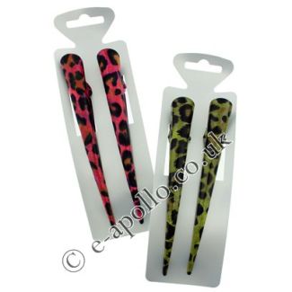 13-L15/ Animal Print Concord Clips (13cm) - Assorted Colours (8972) (12 Units x 2 Clips)