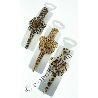 13-L16/ Animal Print Rose Concord Clips With Diamante - Assorted Colours (9471) (Pack of 3)