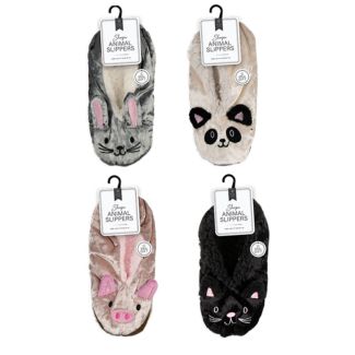 Wholesale Ladies Super Cosy Animal Slippers - Assorted Designs