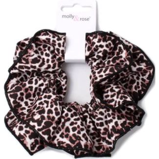 Animal Print Large Ruffled Hair Scrunchies - Assorted - 15cm